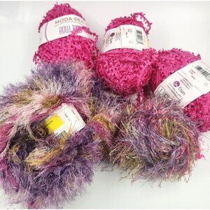 Yarn Lot Pink, Purple, Green for Crocheting, Knitting, Fiber Art, Junk Journalin